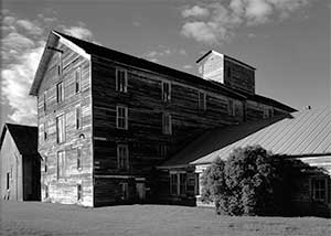 Black and white photo of our historic flour mill