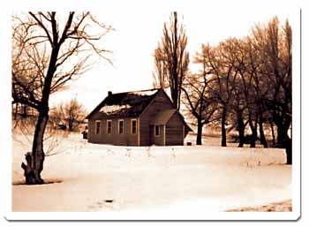 schoolhouse in winter